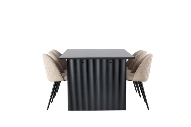 Vail Matgrupp 200 cm Rektangulär med 6 Velvet stolar - Beige - Möbler - Bord & matgrupper - Matgrupper