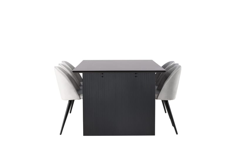 Vail Matgrupp 200 cm Rektangulär med 6 Velvet stolar - Svart - Möbler - Bord & matgrupper - Matgrupper