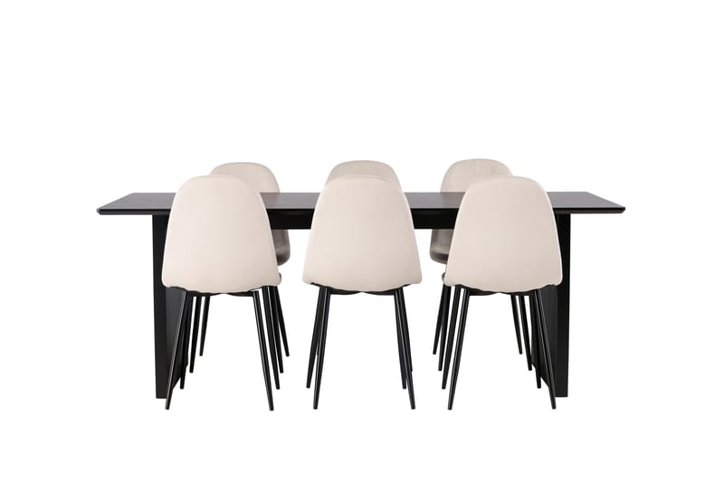 Vail Matgrupp 200 cm Rektangulär med 6 Polar stolar - Beige - Möbler - Bord & matgrupper - Matgrupper