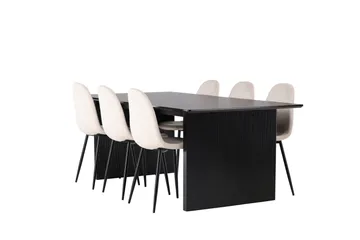 Vail Matgrupp 200 cm Rektangulär med 6 Polar stolar - Beige - Möbler - Bord & matgrupper - Matgrupper