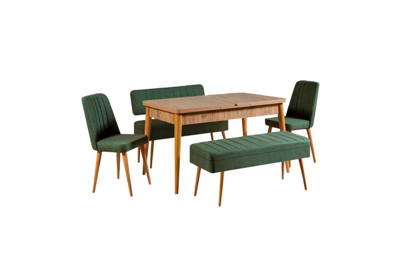 Valsot Matgrupp 129 cm Rektangulär - Natur/Grön - Möbler - Bord & matgrupper - Matgrupper