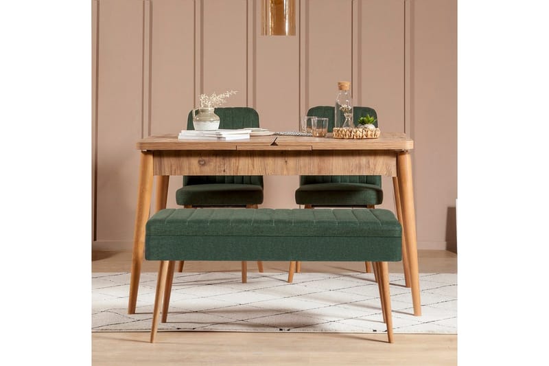 Valsot Matgrupp 129 cm Rektangulär - Natur/Grön - Möbler - Bord & matgrupper - Matgrupper