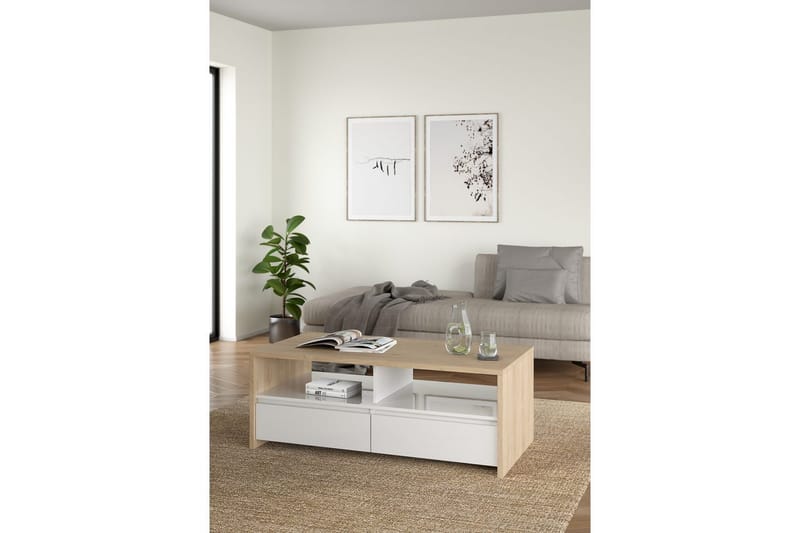 Varun Soffbord 120 cm - Vit/Natur - Möbler - Bord & matgrupper - Soffbord