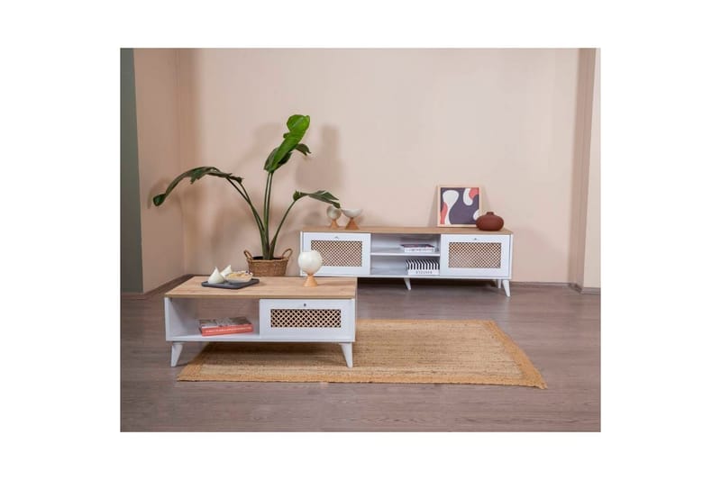 Velin Soffbord 55 cm - Mediumfärgat trä/Vit - Möbler - Bord & matgrupper - Soffbord