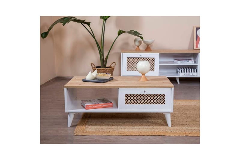 Velin Soffbord 55 cm - Mediumfärgat trä/Vit - Möbler - Bord & matgrupper - Soffbord