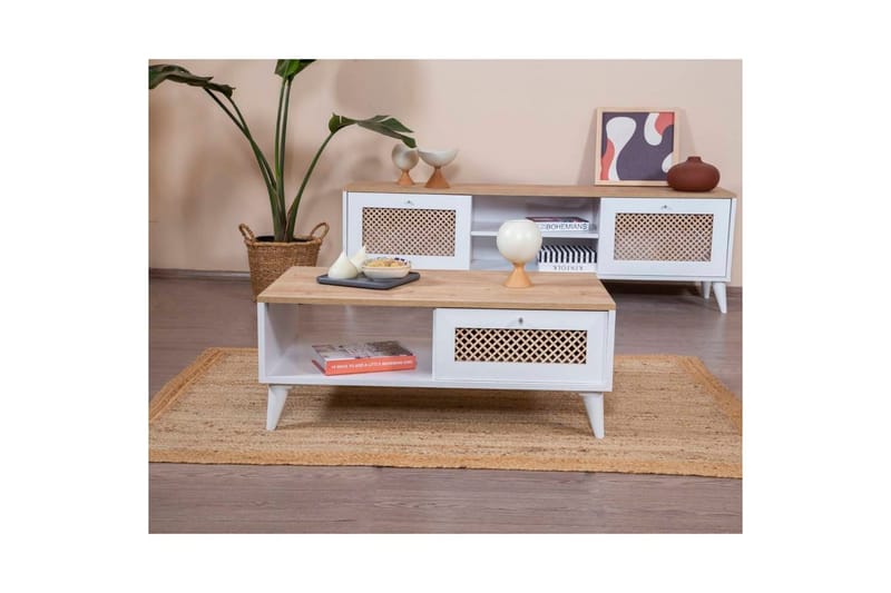 Velin Soffbord 55 cm - Mediumfärgat trä/Vit - Möbler - Bord & matgrupper - Soffbord