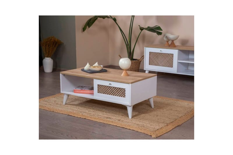 Velin Soffbord 55 cm - Mediumfärgat trä/Vit - Möbler - Bord & matgrupper - Soffbord