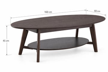 Velo Ovalt Soffbord med Hylla 160x60 cm med Trä- och Rökt Ek-utseende - Rökt ek - Möbler - Bord & matgrupper - Soffbord