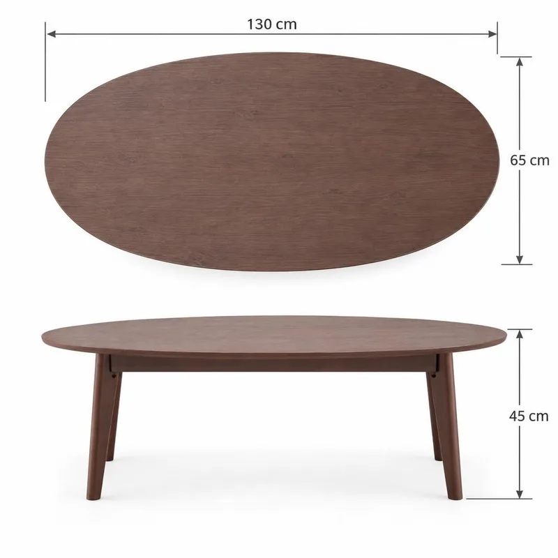 Velo Soffbord Oval 130 cm Massivt trä - Valnöt - Möbler - Bord & matgrupper - Soffbord