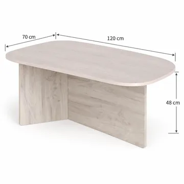Vento Ovalt Soffbord 120x70 cm med Trä- och Vitlaserad Ek-utseende - Vit - Möbler - Bord & matgrupper - Soffbord