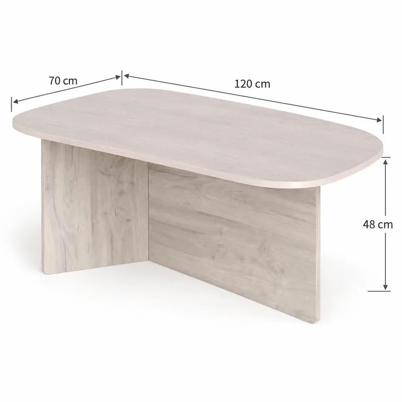 Vento Ovalt Soffbord 120x70 cm med Trä- och Vitlaserad Ek-utseende - Vit - Möbler - Bord & matgrupper - Soffbord