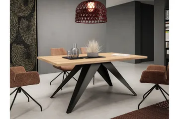 Vento Utdragbart Rektangulärt Matbord 140 cm med Ek- och Metallutseende - Svart|Beige - Möbler - Bord & matgrupper - Matbord & köksbord