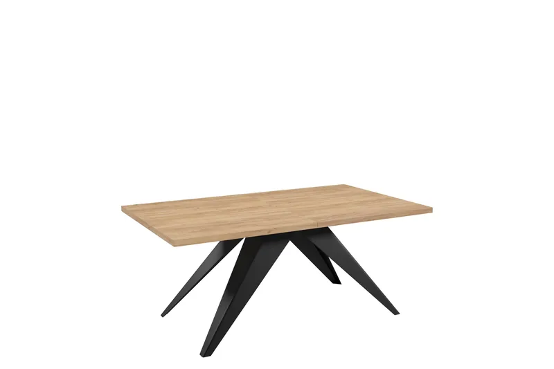 Vento Utdragbart Rektangulärt Matbord 140 cm med Ek- och Metallutseende, Svart|Beige