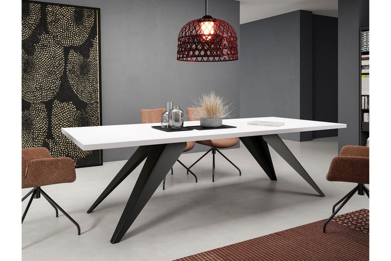 Vento Utdragbart Rektangulärt Matbord 140 cm med Ek- och Metallutseende - Svart|Beige - Möbler - Bord & matgrupper - Matbord & köksbord