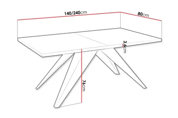 Vento Utdragbart Rektangulärt Matbord 140 cm med Ek- och Metallutseende - Svart|Beige - Möbler - Bord & matgrupper - Matbord & köksbord