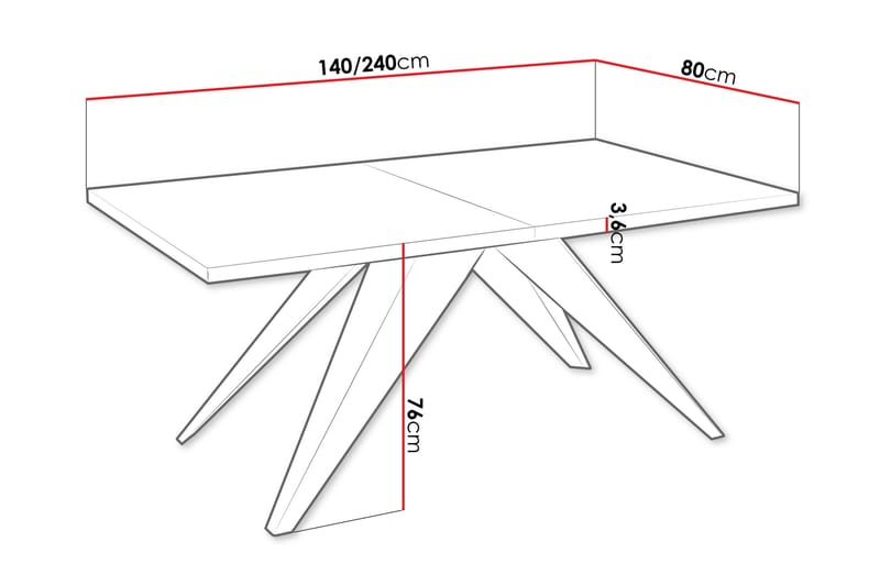 Vento Utdragbart Rektangulärt Matbord 140 cm med Ek- och Metallutseende - Svart|Beige - Möbler - Bord & matgrupper - Matbord & köksbord