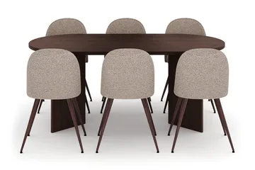 Vera Matgrupp oval 180 cm med 6 Nibe Plus Matstolar - Valnöt - Möbler - Bord & matgrupper - Matgrupper