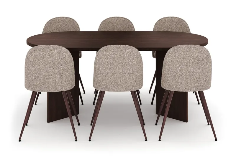 Vera Matgrupp oval 180 cm med 6 Nibe Plus Matstolar - Valnöt - Möbler - Bord & matgrupper - Matgrupper