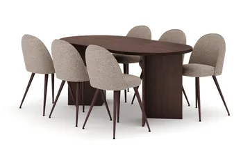Vera Matgrupp oval 180 cm med 6 Nibe Plus Matstolar - Valnöt - Möbler - Bord & matgrupper - Matgrupper