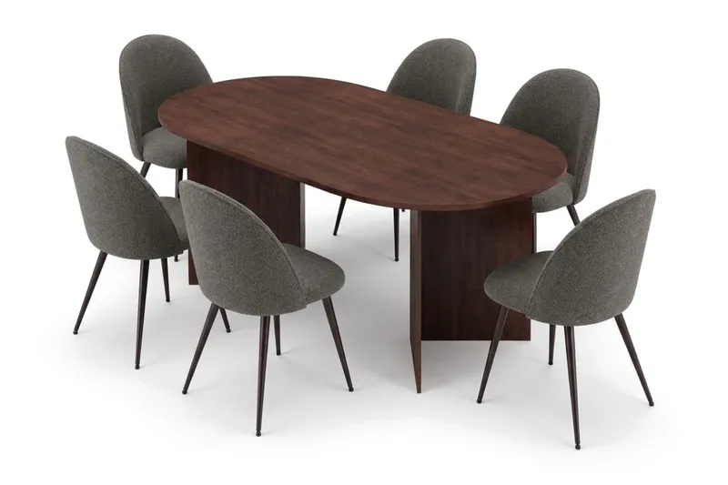 Vera Matgrupp oval 180 cm med 6 Nibe Plus Matstolar - Valnöt - Möbler - Bord & matgrupper - Matgrupper