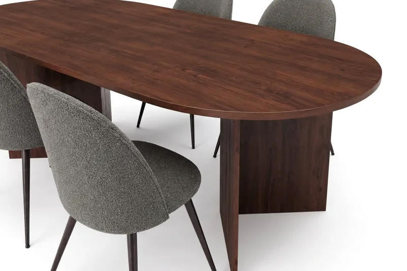 Vera Matgrupp oval 180 cm med 6 Nibe Plus Matstolar - Valnöt - Möbler - Bord & matgrupper - Matgrupper
