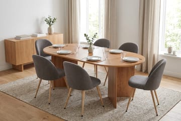Vera Matgrupp oval 180 cm med 6 Nibe Plus Matstolar - Ek - Möbler - Bord & matgrupper - Matgrupper