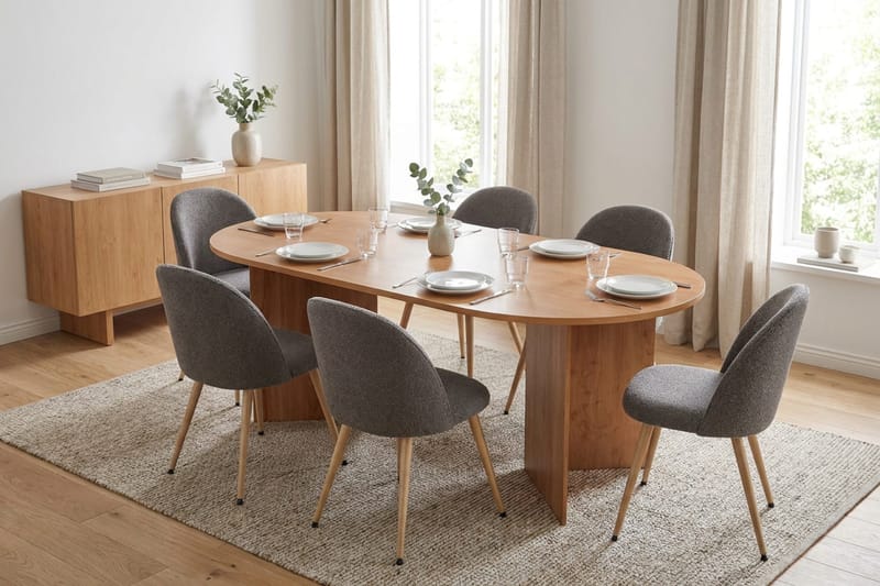 Vera Matgrupp oval 180 cm med 6 Nibe Plus Matstolar - Ek - Möbler - Bord & matgrupper - Matgrupper
