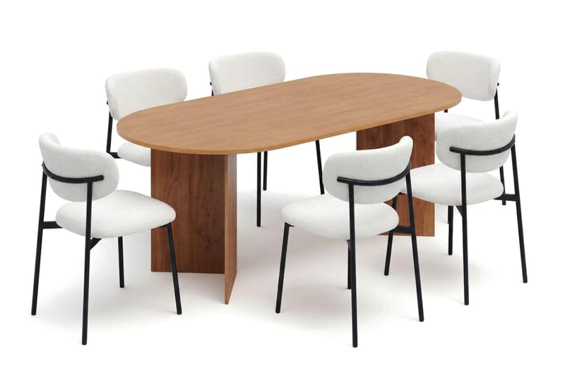 Vera Matgrupp oval 220 cm med 6 Lucy Matstolar, Ek