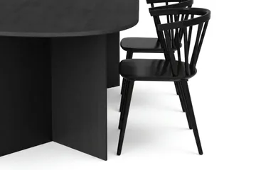 Vera Matgrupp rektangulärt 180 cm Svart med 6 Tyrö Matstolar - Svart - Möbler - Bord & matgrupper - Matgrupper