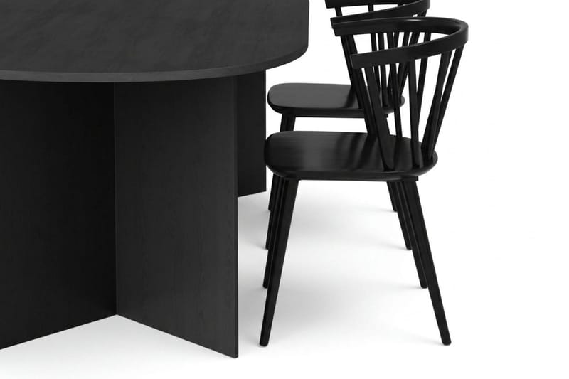 Vera Matgrupp rektangulärt 180 cm Svart med 6 Tyrö Matstolar - Svart - Möbler - Bord & matgrupper - Matgrupper