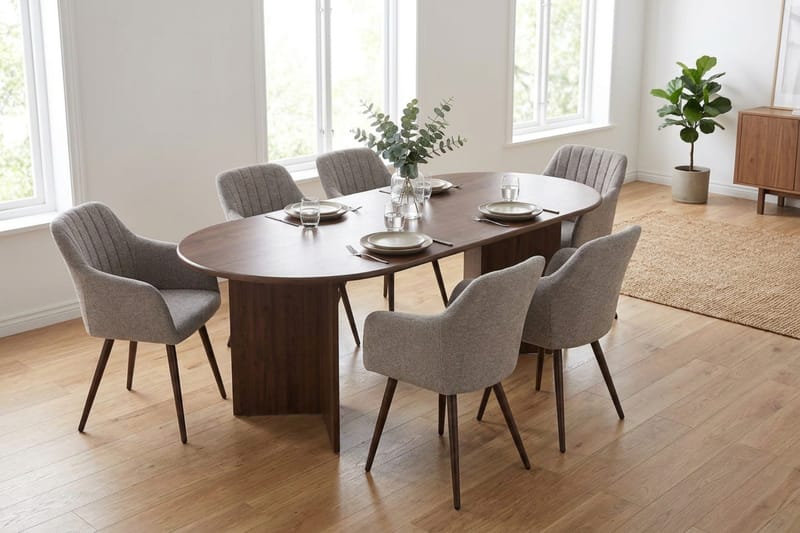 Vera Matgrupp rektangulärt 180 cm Valnöt med 6 Filippa Matstolar - Valnöt - Möbler - Bord & matgrupper - Matgrupper