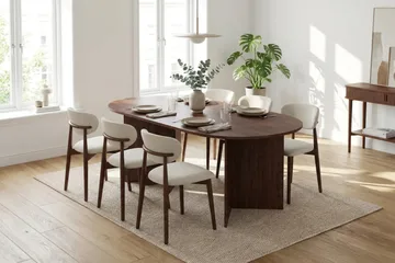 Vera Matgrupp rektangulärt 180 cm Valnöt med 6 Molly Matstolar - Valnöt - Möbler - Bord & matgrupper - Matgrupper