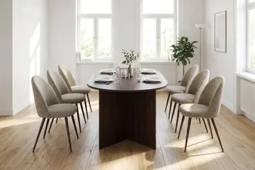 Vera Matgrupp rektangulärt 180 cm Valnöt med 6 Nibe Plus Matstolar - Valnöt - Möbler - Bord & matgrupper - Matgrupper
