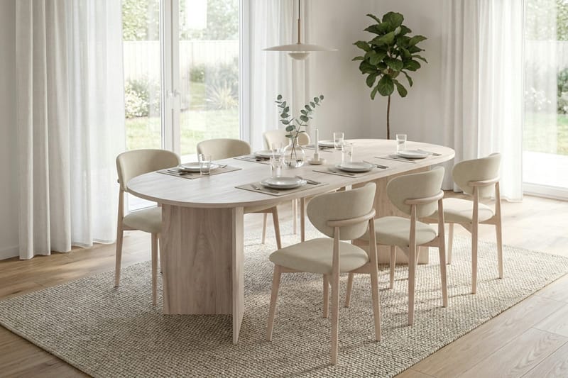 Vera Matgrupp rektangulärt 180 cm Vitlaserad med 6 Molly Matstolar - Vitlaserad - Möbler - Bord & matgrupper - Matgrupper