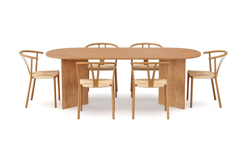 Vera Matgrupp rektangulärt 220 cm Ek med 6 Elysia Matstolar - Ek - Möbler - Bord & matgrupper - Matgrupper