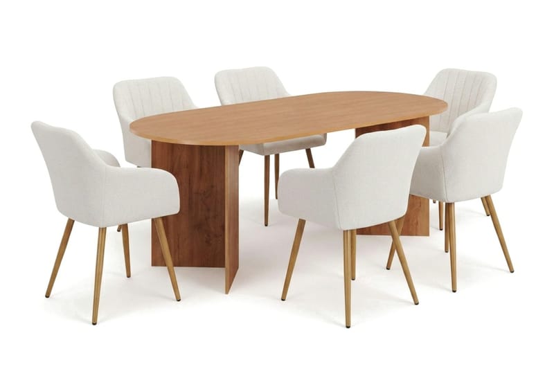Vera Matgrupp rektangulärt 220 cm Ek med 6 Filippa Matstolar - Ek - Möbler - Bord & matgrupper - Matgrupper