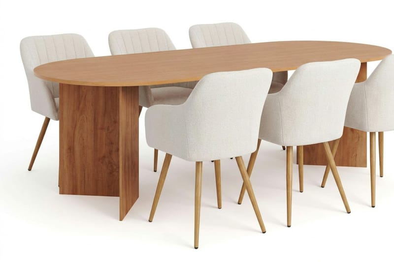 Vera Matgrupp rektangulärt 220 cm Ek med 6 Filippa Matstolar - Ek - Möbler - Bord & matgrupper - Matgrupper