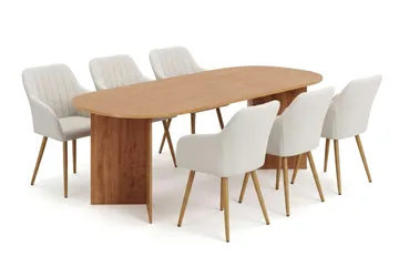 Vera Matgrupp rektangulärt 220 cm Ek med 6 Filippa Matstolar - Ek - Möbler - Bord & matgrupper - Matgrupper