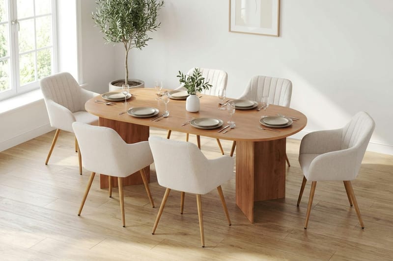 Vera Matgrupp rektangulärt 220 cm Ek med 6 Filippa Matstolar - Ek - Möbler - Bord & matgrupper - Matgrupper