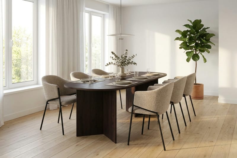 Vera Matgrupp rektangulärt 220 cm Rökt Ek med 6 Filip Matstolar - Rökt ek - Möbler - Bord & matgrupper - Matgrupper