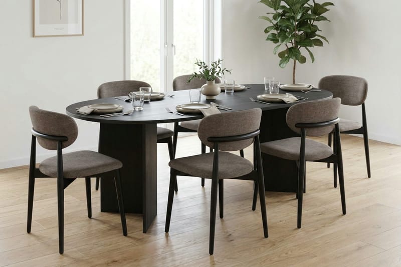 Vera Matgrupp rektangulärt 220 cm Svart med 6 Molly Matstolar - Svart - Möbler - Bord & matgrupper - Matgrupper
