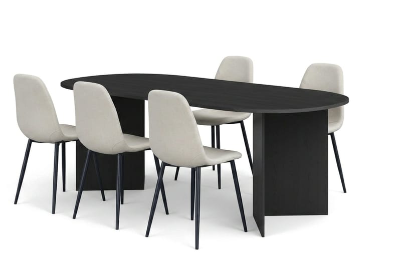 Vera Matgrupp rektangulärt 220 cm Svart med 6 Nibe Matstolar - Svart - Möbler - Bord & matgrupper - Matgrupper