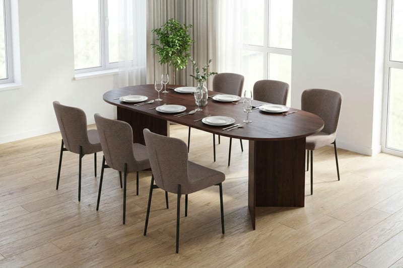 Vera Matgrupp rektangulärt 220 cm Valnöt med 6 Elsie Matstolar - Valnöt - Möbler - Bord & matgrupper - Matgrupper