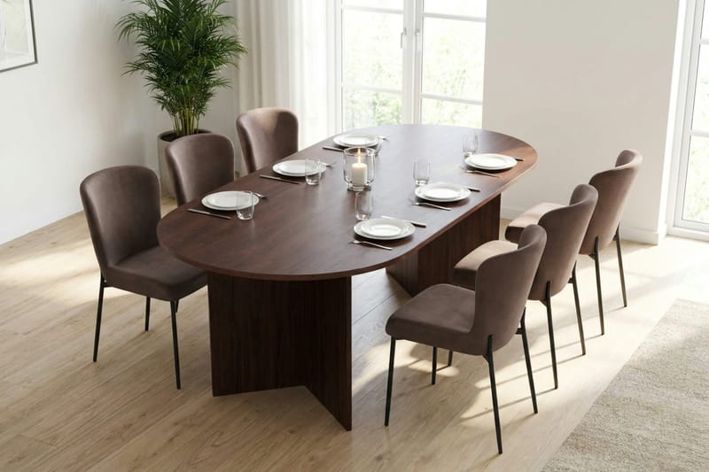 Vera Matgrupp rektangulärt 220 cm Valnöt med 6 Elsie Matstolar - Valnöt/Brun - Möbler - Bord & matgrupper - Matgrupper
