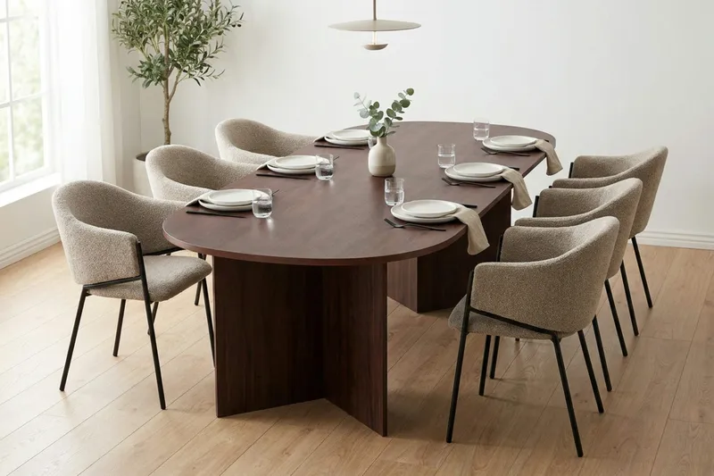 Vera Matgrupp rektangulärt 220 cm Valnöt med 6 Filip Matstolar - Valnöt - Möbler - Bord & matgrupper - Matgrupper