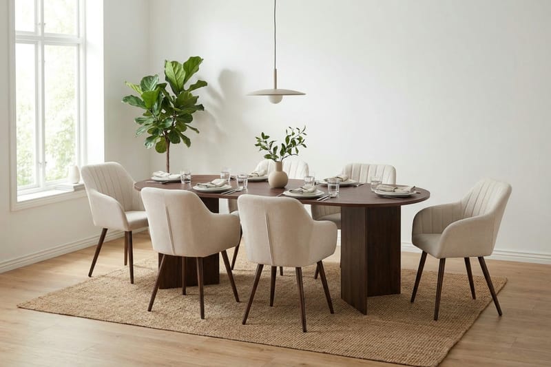 Vera Matgrupp rektangulärt 220 cm Valnöt med 6 Filippa Matstolar - Valnöt - Möbler - Bord & matgrupper - Matgrupper