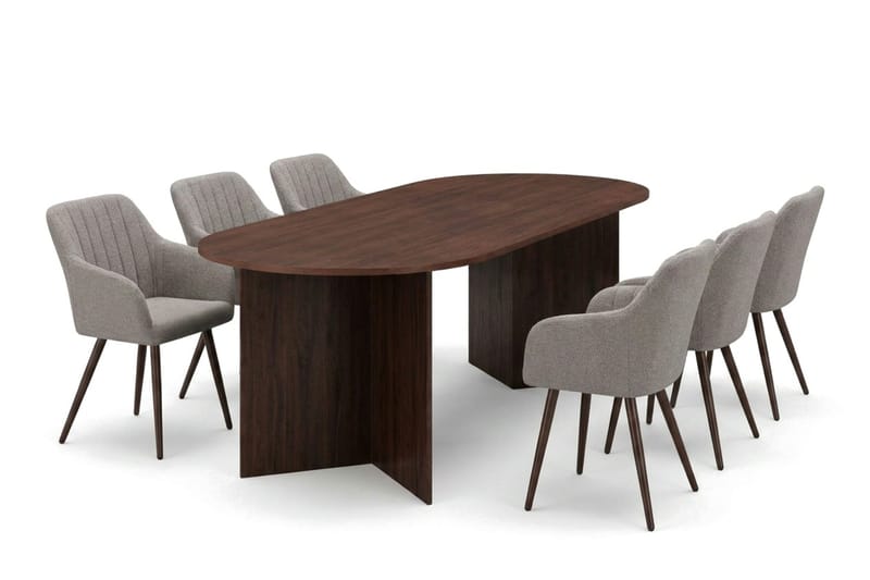 Vera Matgrupp rektangulärt 220 cm Valnöt med 6 Filippa Matstolar - Valnöt - Möbler - Bord & matgrupper - Matgrupper