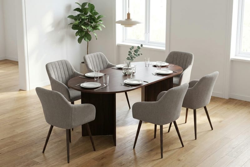 Vera Matgrupp rektangulärt 220 cm Valnöt med 6 Filippa Matstolar - Valnöt - Möbler - Bord & matgrupper - Matgrupper
