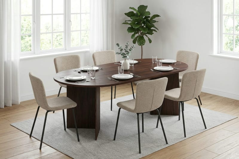 Vera Matgrupp rektangulärt 220 cm Valnöt med 6 Katy Matstolar - Valnöt - Möbler - Bord & matgrupper - Matgrupper