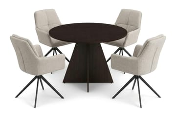 Vera Matgrupp runt 110 cm Rökt Ek med 4 Torsby Matstolar - Rökt ek - Möbler - Bord & matgrupper - Matgrupper